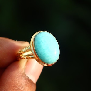 Caribbean Larimar 18K gold ring | Semi Precious stone gold ring | Minimalist ring for love | Larima fine ring | Dainty ring | Spiritual ring