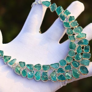 Raw Aquamarine gemstone handmade necklace| Statement necklace| Adjustable necklace |Charm necklace |Cluster necklace| valentine's day gift.
