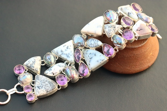 Peruvian PINK OPAL Crystal Bracelet - Chip Beads - Beaded Bracelet, Ha –  Throwin Stones