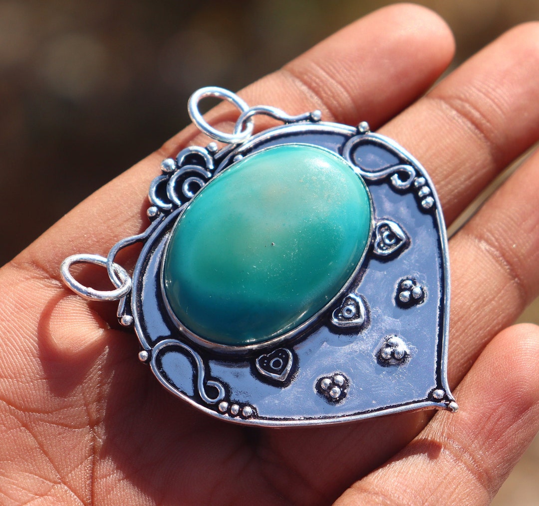 Natural Green Onyx Stone Handmade Pendant Peace Pendant Etsy