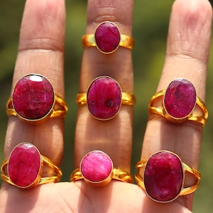 Natural Ruby Sapphire gemstone Ring | Gold plated ring | Vintage Ruby ring | Natural gemstone ring | All Sizes are available.