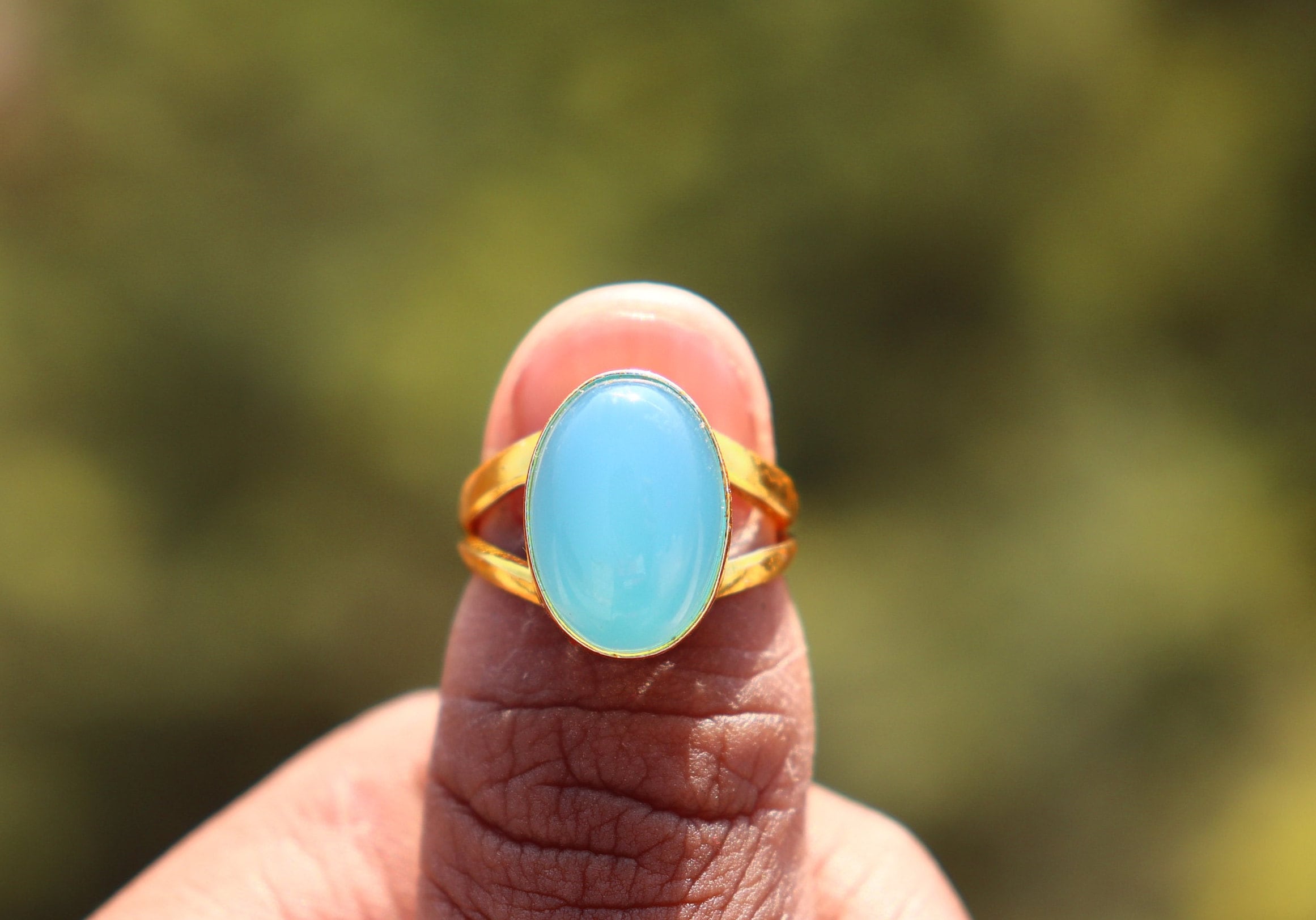 Blue calcite ring deals