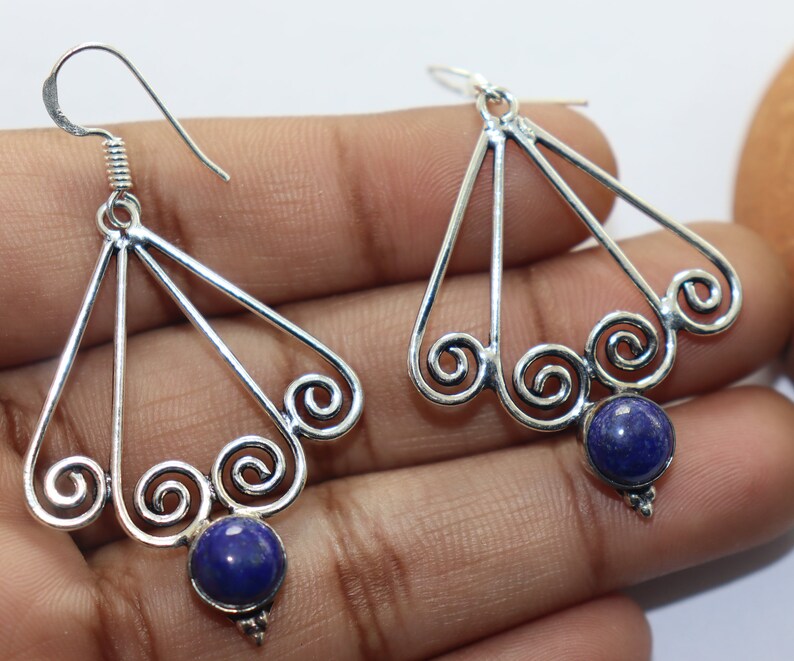 Beautiful Lapis stone handmade silver plated earing