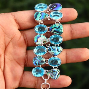 天然アメジスト・ラブラドライトブレスレット：ハンドメイドシルバー