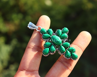 Natural Malachite gemstone Cross Pendant| Christmas gift| Silver Spiritual Jewelry |Dainty Malachite cross |Daily wear cross pendat
