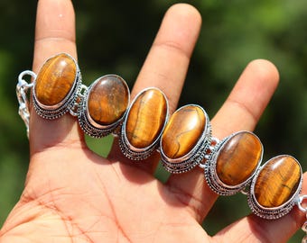 ヴィンテージ タイガーアイ フローラル リンク ブレスレット - Etsy 日本