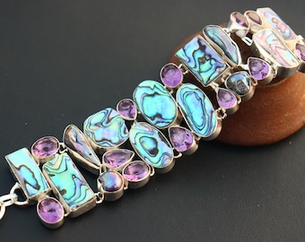 Handmade Silver Plated Bracelet: Avalon & Amethyst Gemstone