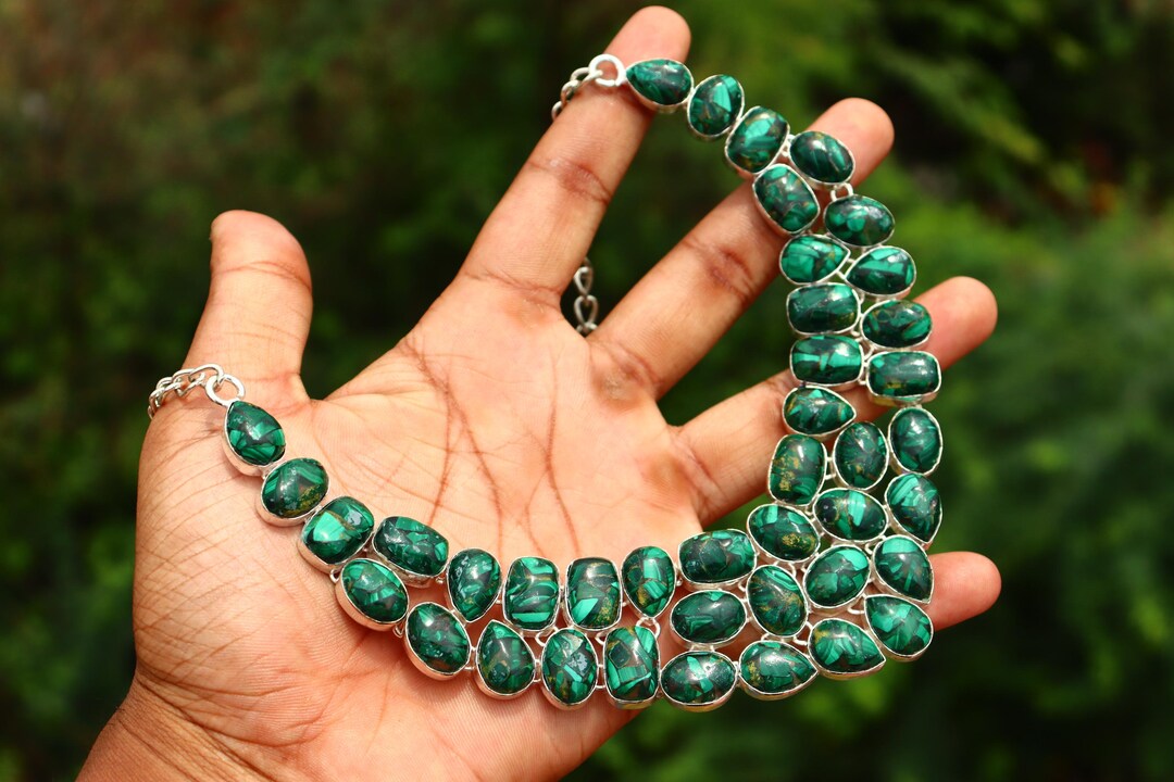 Power Gemstone Long Beaded Necklace - Malachite main image 0