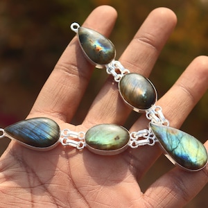 Vintage Fire Labradorite necklace| Labradorite Gemstone necklace | Statement Sterling silver necklace | necklace with chain | Gift for her