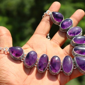 Vintage Amethyst Necklace: Handmade Silver Plated Gemstone Jewelry