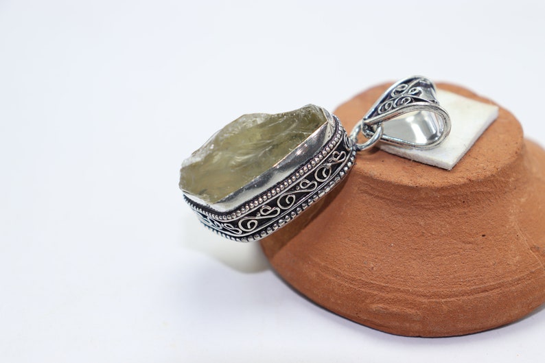 Beautiful Citrine stone handmade silver plated pendant