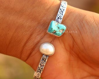 Vintage sterlingzilveren Navajo Turquoise Bangle Manchet 50,5 gram