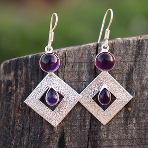 Natural Amethyst earring| Dainty earring| Dangle and Drop earring| Stud earring| Statement earing| Minimalist earing| Gift for her .