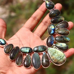 A++ Labradorite gemstone handmade necklace |Fire gemstone necklace, Vintage Labradorite necklace| Promise necklace, Gift for her