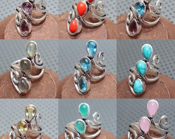 Bagues En Plaqué Argent 925 Avec Turquoise – Lot De Bijoux Bohème Faits Main D’Inde