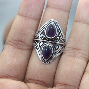 Amethyst gemstone handmade 925 silver plated Ring | Sterling silver pendant | Natural gemstone.