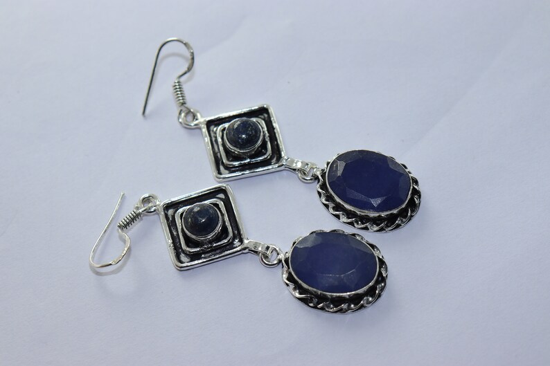Beautiful Lapis stone handmade silver plated earing