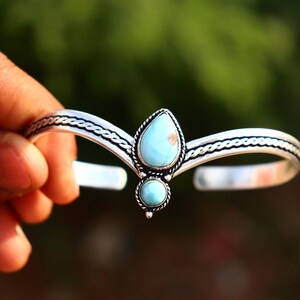 Larimar Sterling Silver Armring: Vintage Style Signet