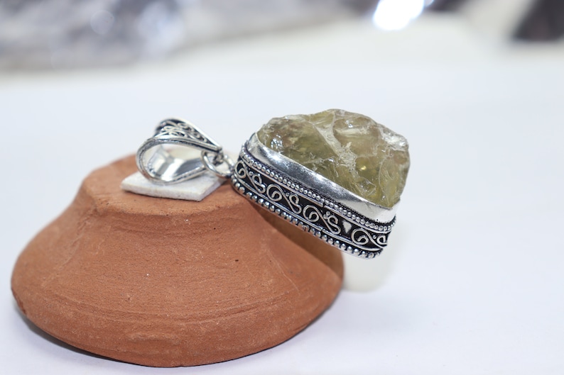 Beautiful Citrine stone handmade silver plated pendant