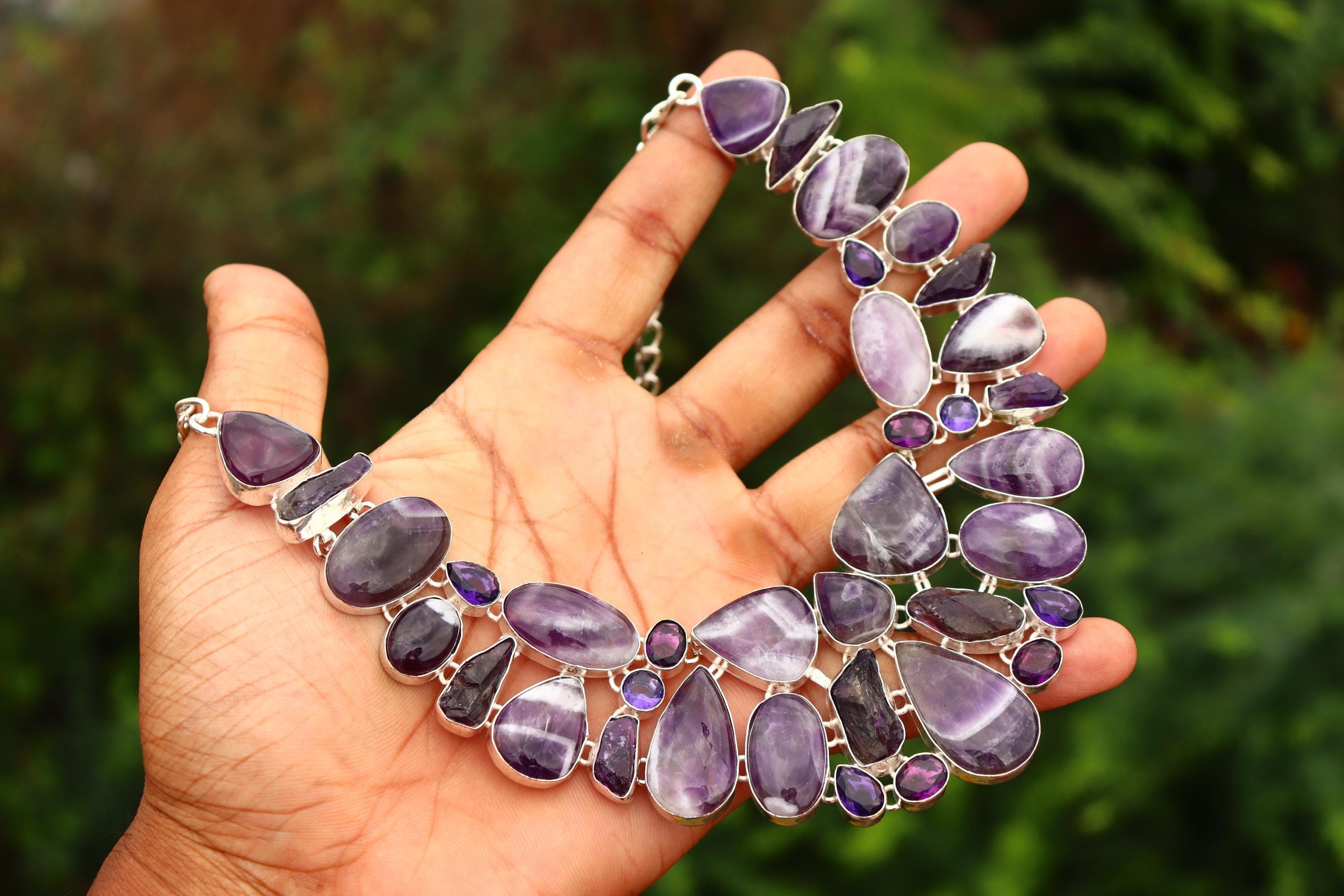 Collana in Acquamarina, Pietra di luna ed Agata Salvia - Della Rovere