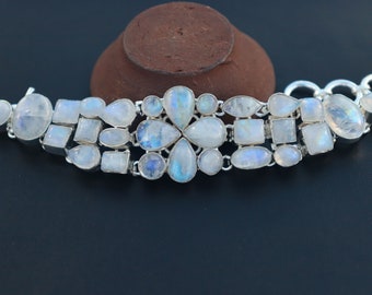 Handmade Moonstone Silver Plated Bracelet: Vintage Style