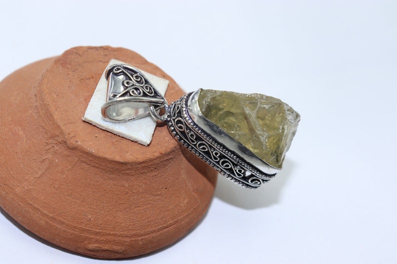 Beautiful Citrine stone handmade silver plated pendant