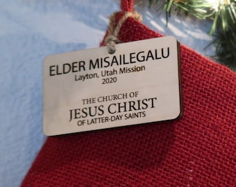 LDS Missionary, Personalized Missionary Christmas Tag, Stocking Tag, Ornament