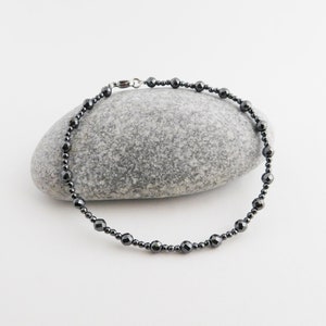 Black hematite anklet, Healing anklet, Minimal anklet.