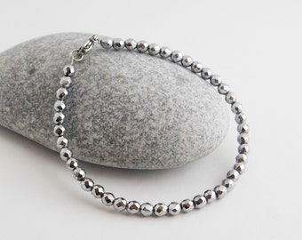 Silver Hematite Bracelet, shiny bracelet.