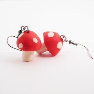 Polymer clay mushroom earrings, cute maushroom earrings.