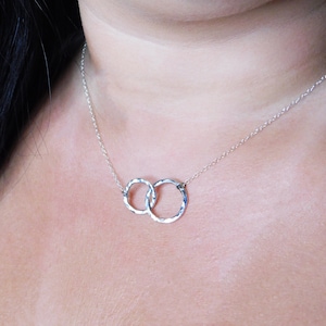 Promise necklace, double circe necklace, silver 925 necklace, minimalist necklace, hammered necklace