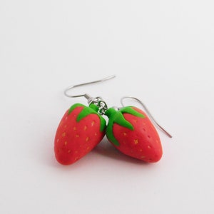 Strawberry earrings, Polymer clay earrings.