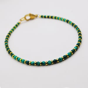 Malachite bracelet with gold hematite, dainty bracelet, minimalist bracelet