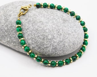 Malachite bracelet, hematite bracelet, green bracelet, gemstone bracelet