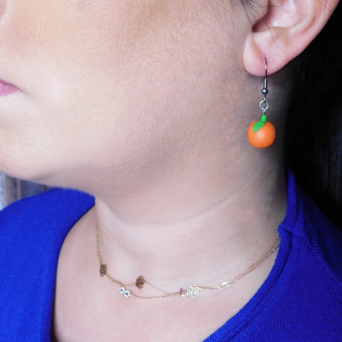Oranges earrings Polymer clay earrings fruit earrings. Etsy