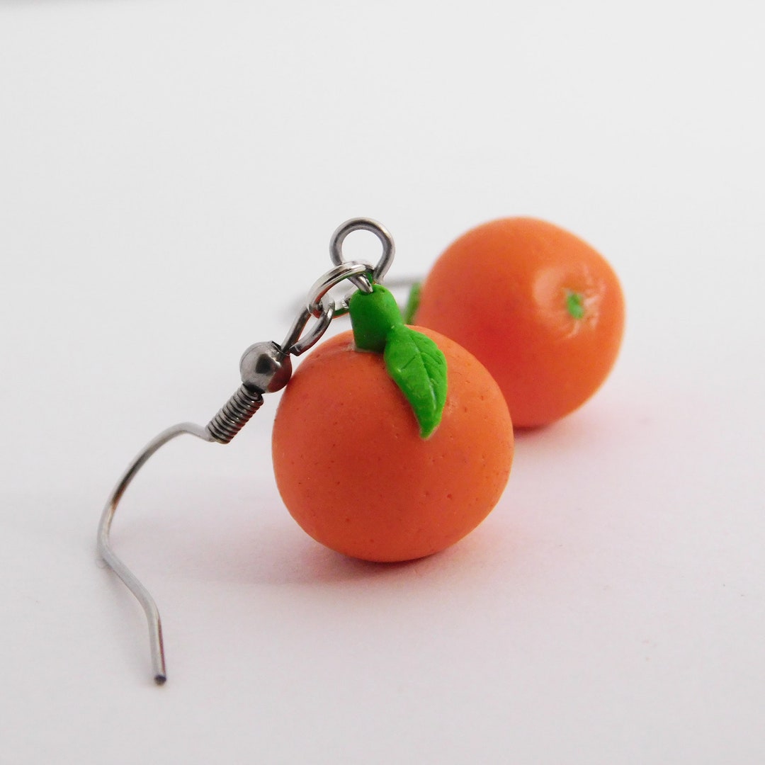 Oranges Earrings, Polymer Clay Earrings, Fruit Earrings. Etsy