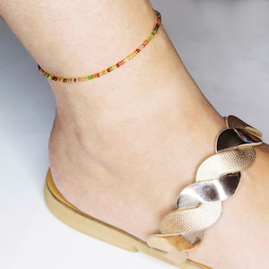 Czech seed bead anklet, multicolour anklet, boho anklet.