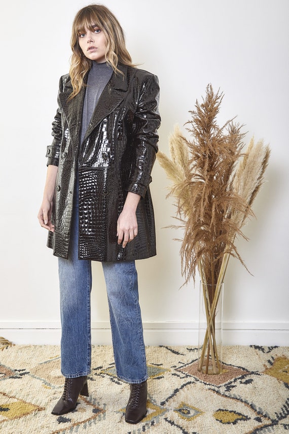 croc leather blazer