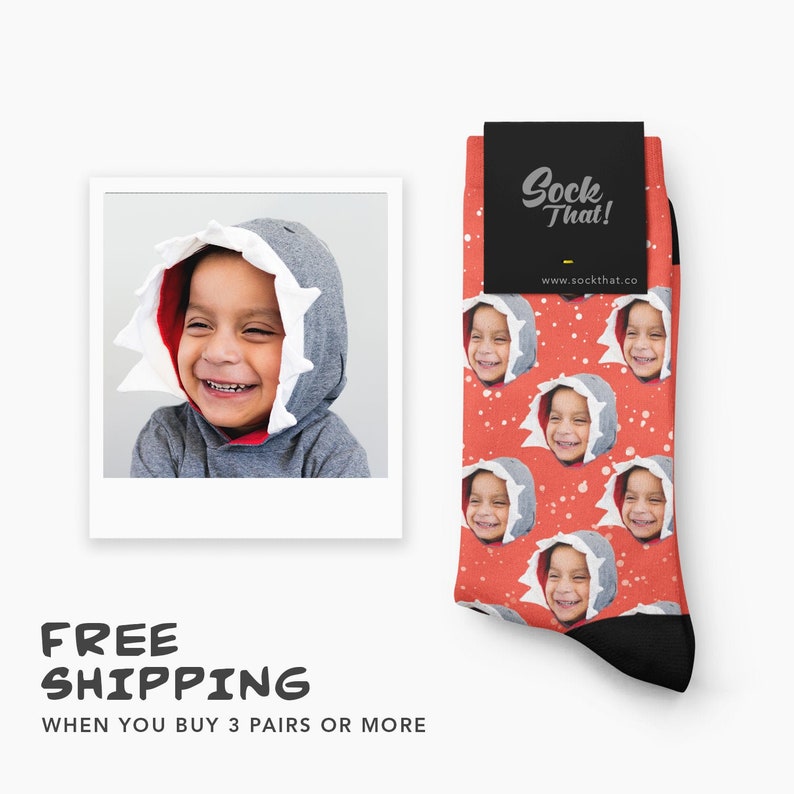 Personalized Snow Fall Face Socks Custom Christmas Let It Snow Face Socks Unique and Creative Holiday Gift Idea with Snowy Background