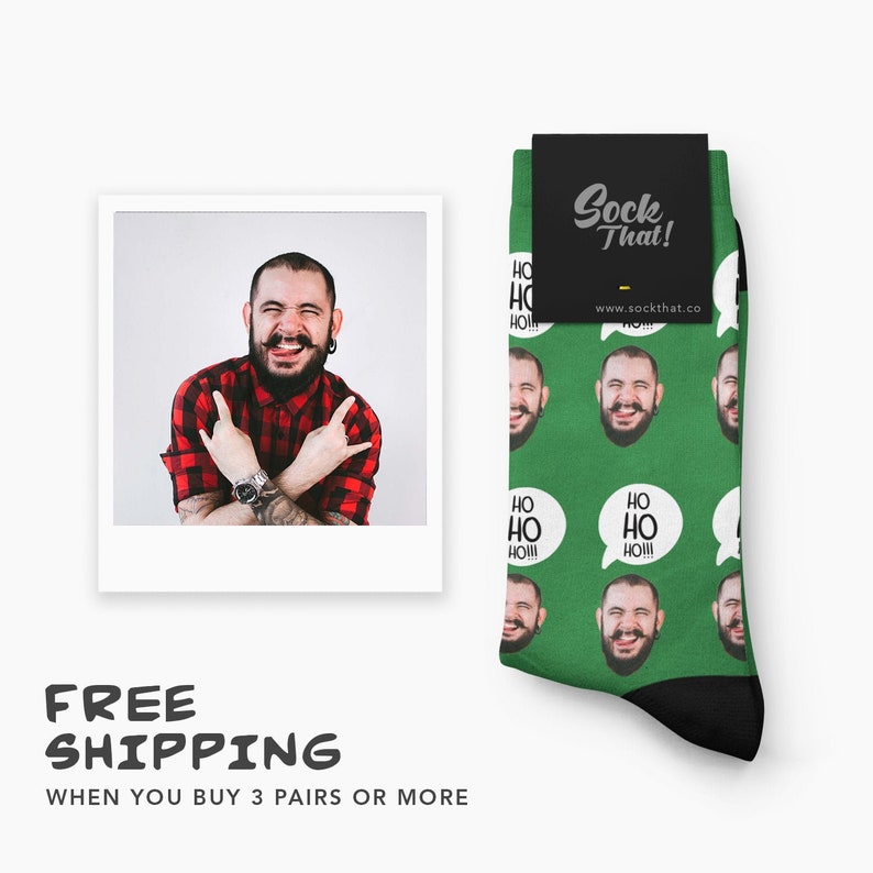 Socks Custom Christmas Ho Ho Ho Face Socks Unique and Creative Holiday Gift Idea 2019 Personalized Christmas Santa Claus HO HO HO