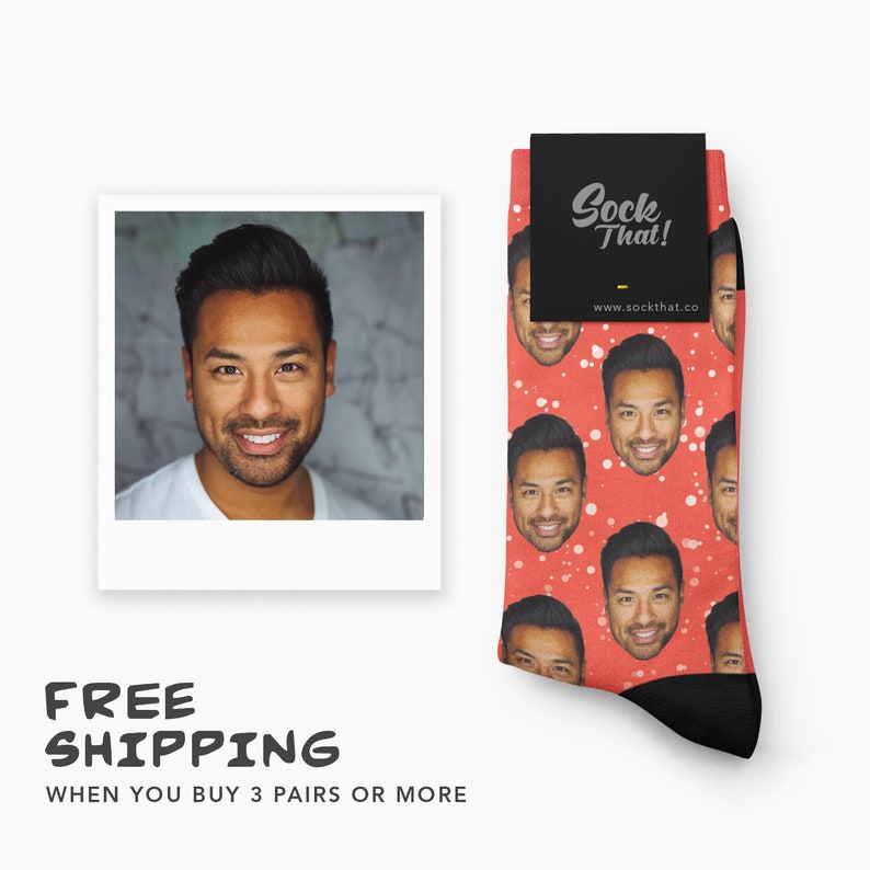 Personalized Snow Fall Face Socks Custom Christmas Let It Snow Face Socks Unique and Creative Holiday Gift Idea with Snowy Background