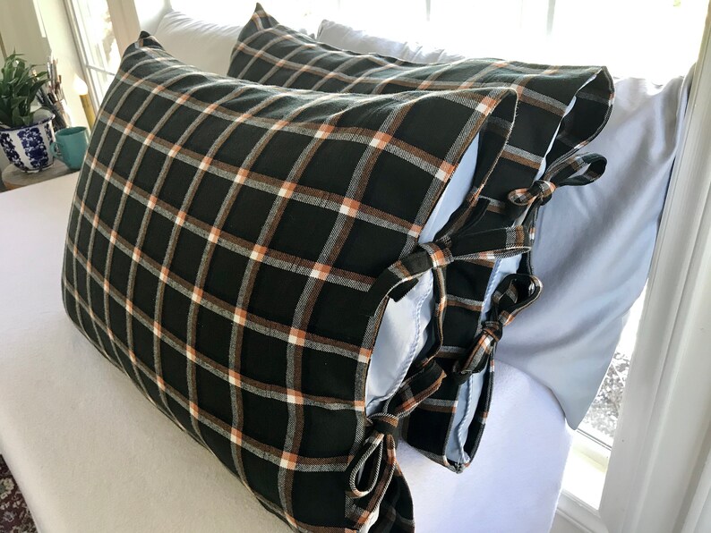 Flannel Pillowcases / Flannel Pillow Shams Cute Tie Closure Fall
