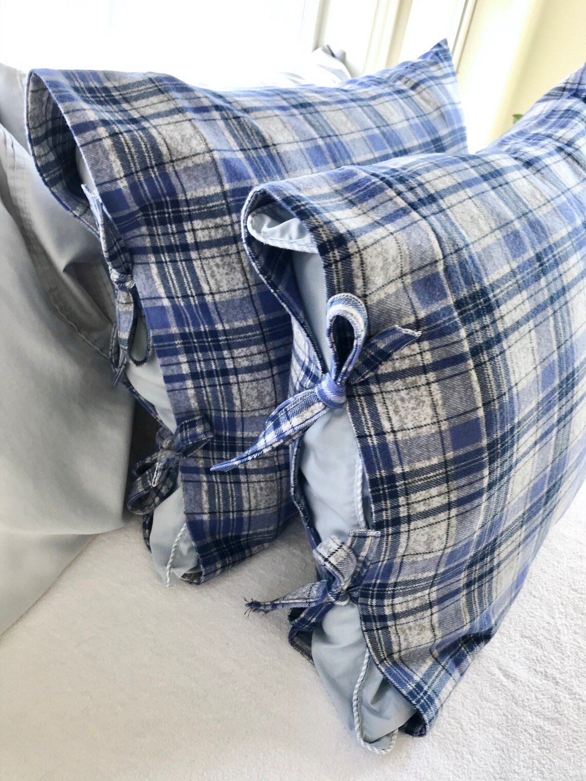 Flannel Pillowcases / Flannel Pillow Shams Cute Tie Closure Fall