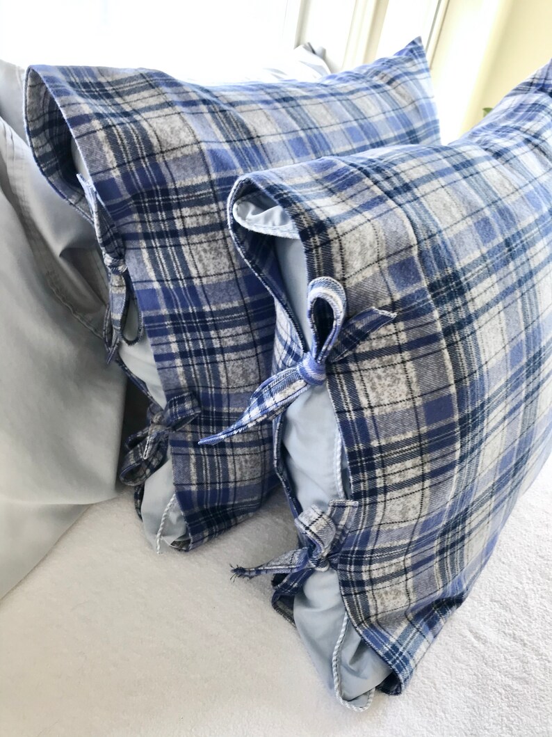 Flannel Pillowcases / Flannel Pillow Shams Cute Tie Closure Fall