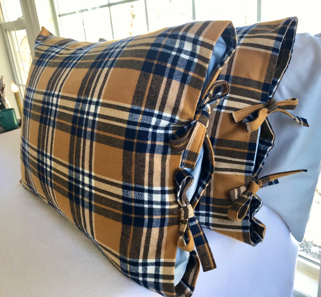 Flannel Pillowcases / Flannel Pillow Shams Cute Tie Closure Fall
