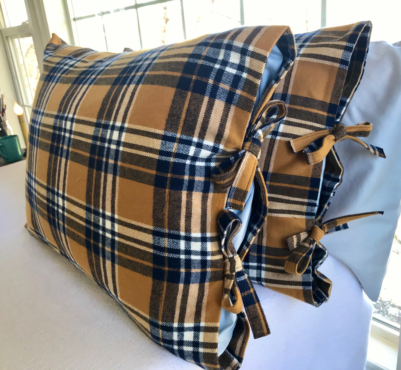 Flannel Pillowcases / Flannel Pillow Shams Cute Tie Closure Fall