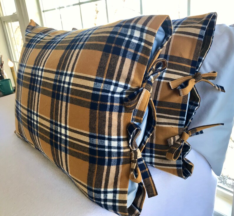 Flannel Pillowcases / Flannel Pillow Shams Cute Tie Closure Fall