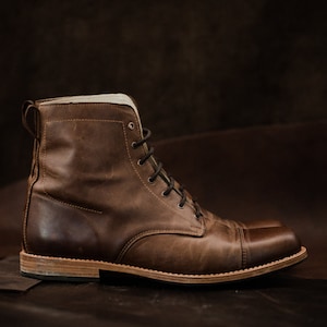 Man Boots 100% Leather Handmade Casual Elegant Boots & Shoes for Men Brown Vintage High Quality Motorcycle Cafe Racer