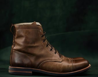 Handmade Leather Ankle Boots, Vintage Style, Portugal