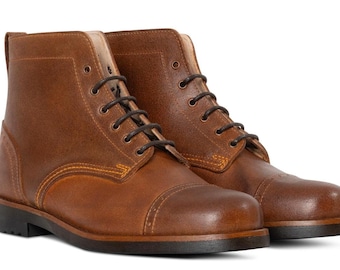 Handmade Leather Lace-up Ankle Boots, Men display picture 1
